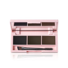 OEM Wholesale custom label cosmetic 3 colors eyebrow powder kit with mirror and eyebrow brush